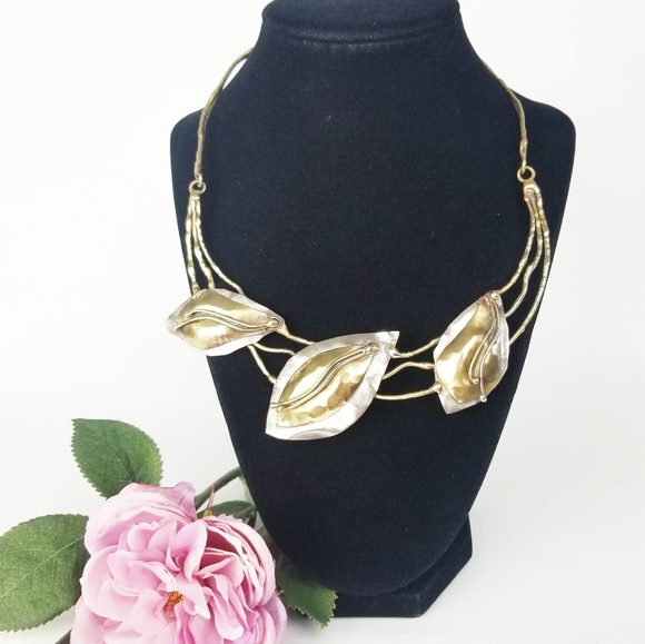Handcrafted Leaves & Branches Choker Necklace - Picture 2 of 10